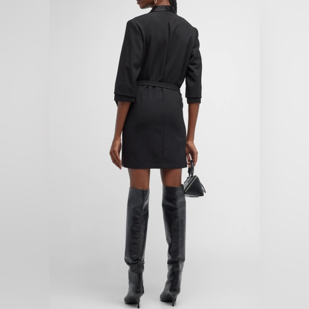 FRAME Mini Tuxedo Virgin Wool Wrap Dress size XXS - Picture 5 of 8